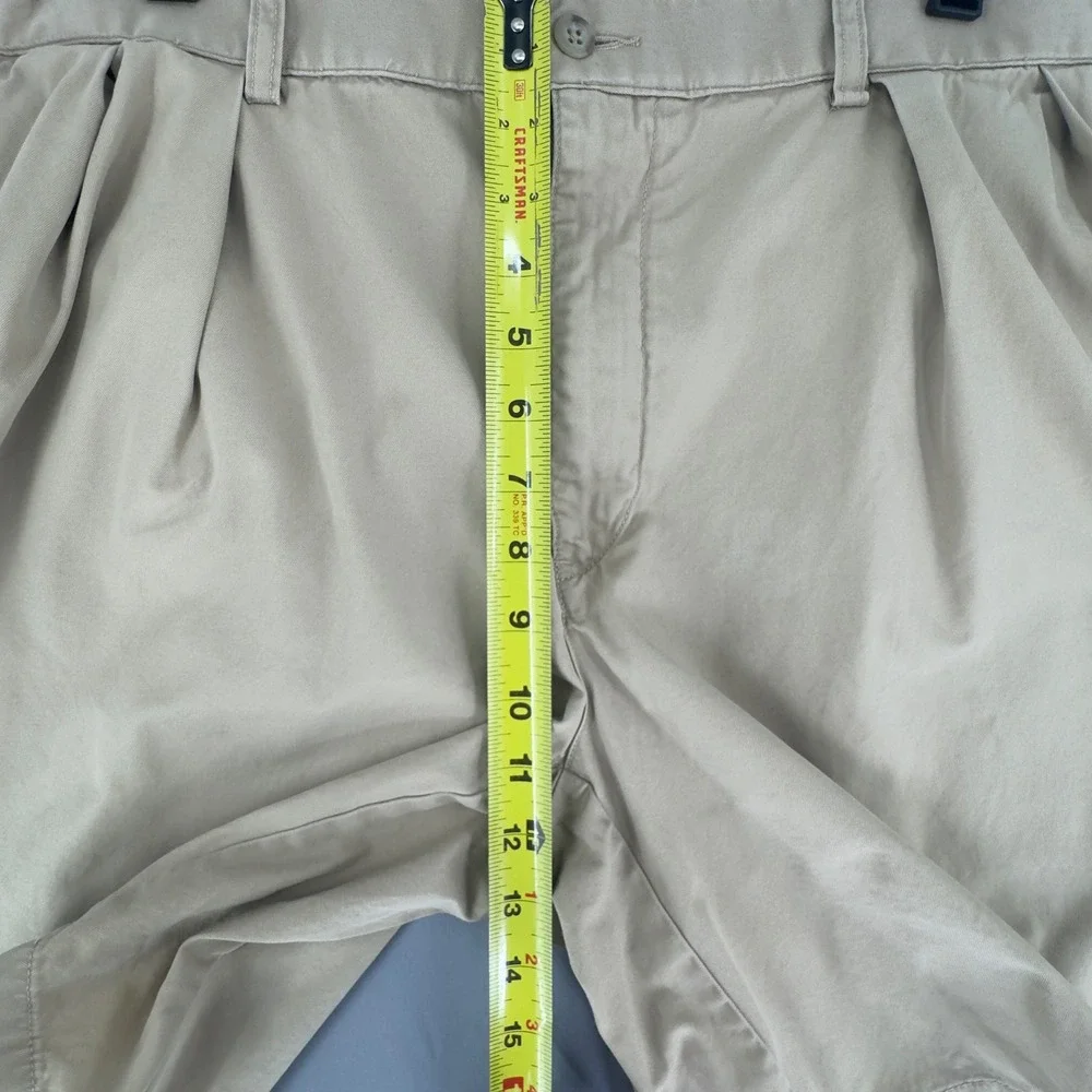 VTG Polo Ralph Lauren Mens Tyler Short Khaki Tan Pleated Cotton Chino Shorts  40